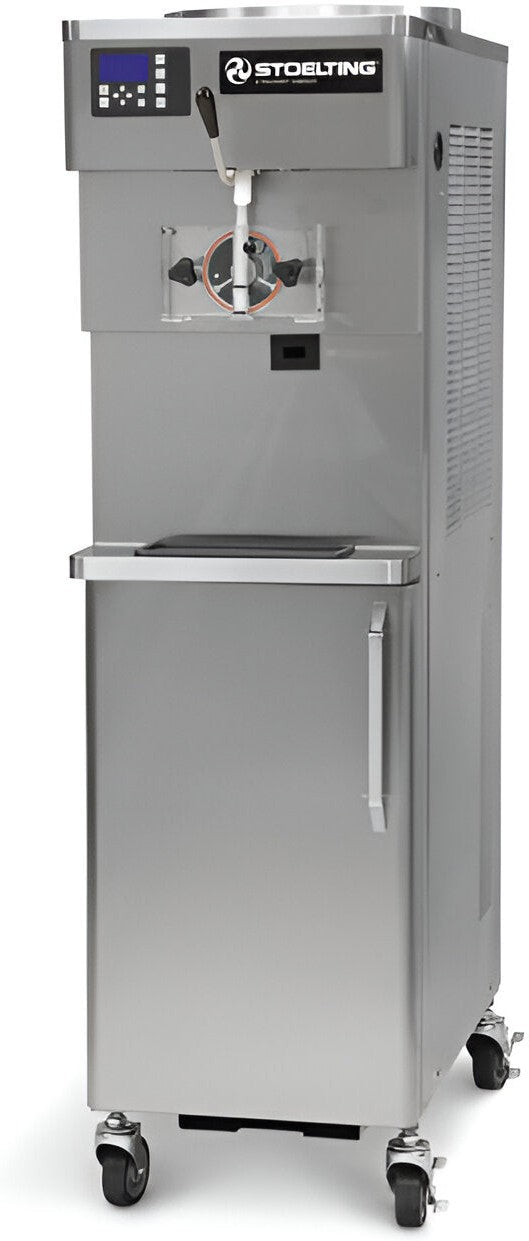 Stoelting - 220-240V, 1 Phase Air Cooled Single Flavor Soft Serve and Frozen Yogurt Freezer with Refrigerated Mix Storage Cabinet - U411X-102I2 (Pre-Order Now, ETA 8-12 Weeks)
