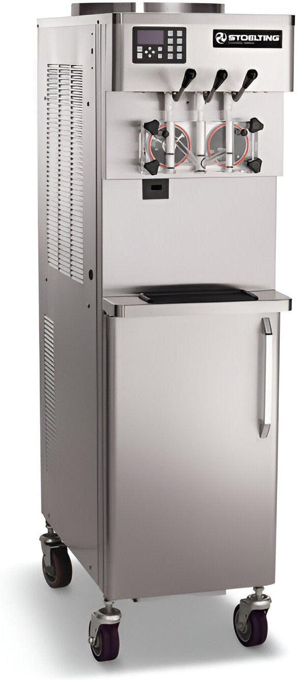 Stoelting - 220-240V 1 Phase Slim-Profile Pressure-Fed Air-Cooled International Power Ready Extra-High Capacity Soft Serve Machine Twin-Twist Floor Model Refrigerated Cabinet - O431X-302I2F (Pre-Order Now, ETA 8-12 Weeks)