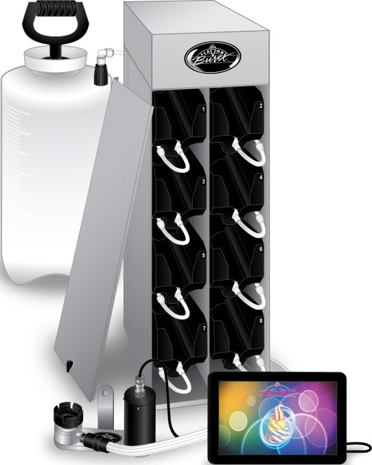 Stoelting - 9.75" x 27.25" x 31.3" Eight Flavor Striped Flavor Burst Soft Serve System - STL-80SS (Pre-Order Now, ETA 8-12 Weeks)