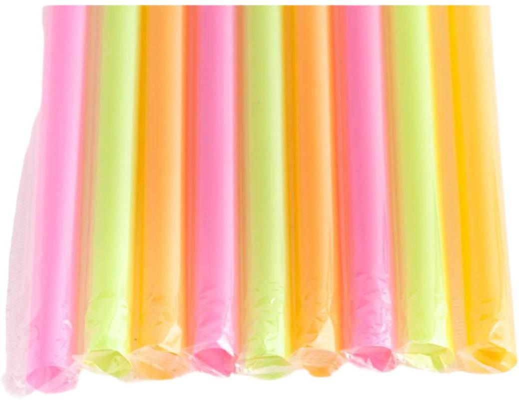 Stone - 10" Film Wrap Stout Straw Assorted Neon, 500/Cs - ST089200