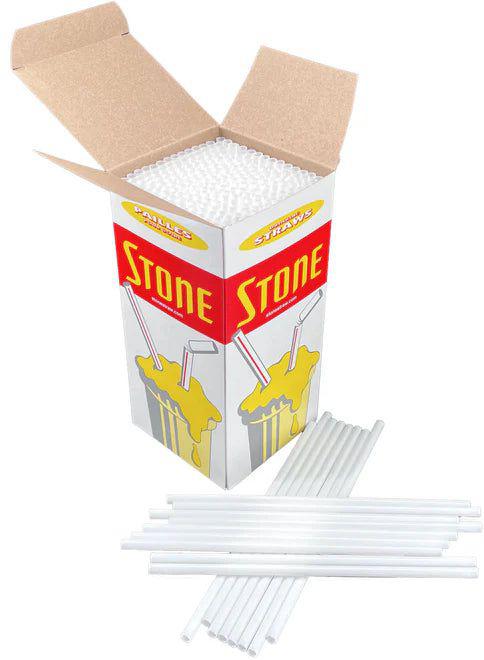 Stone - 8" Milkshake White Straw, 250/Bx, 9 Bx/Cs - ST020500