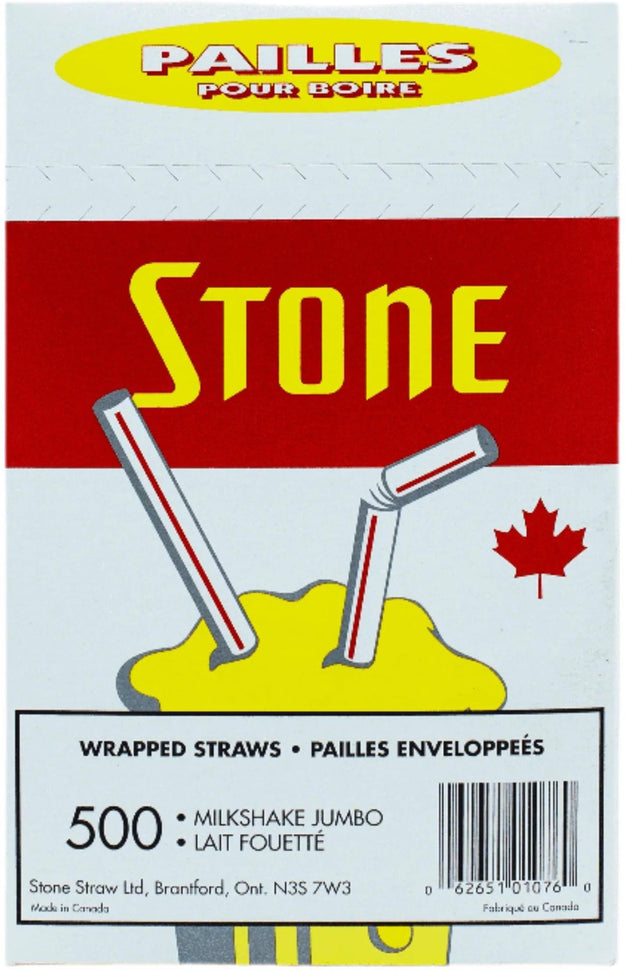 Stone - 8" Milkshake White Wrapped Straw, 500/Bx - ST081300