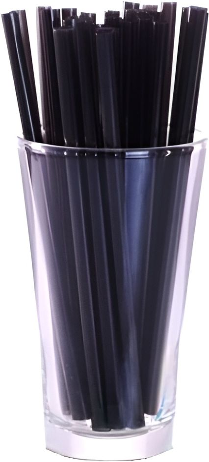 Stone - 8" Super Cocktail Black Straws, 2500/Cs - 022900 (Special Order Item)