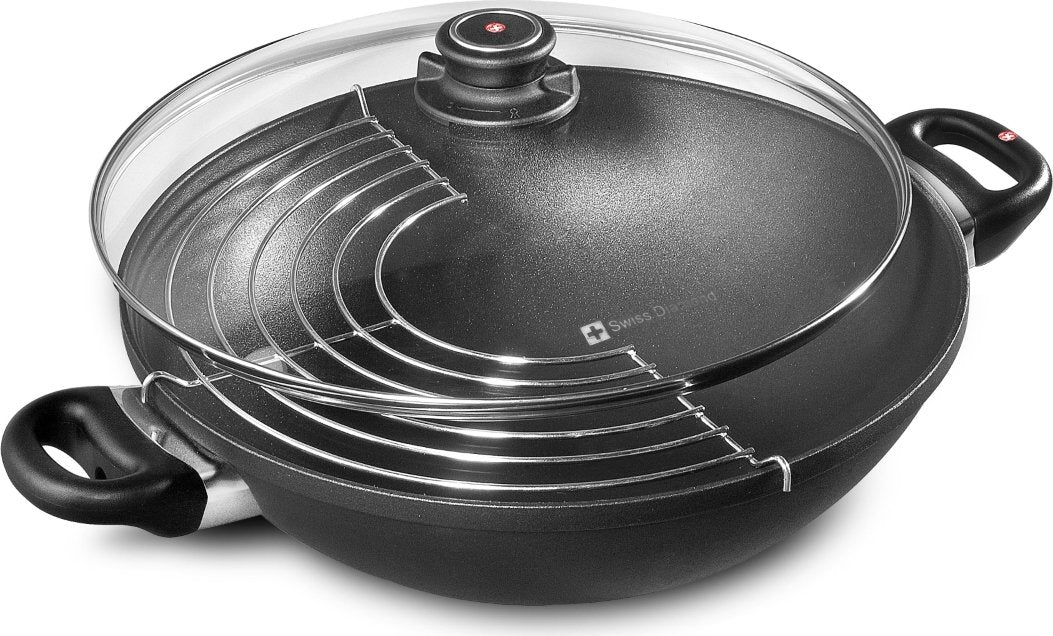 Swiss Diamond - 14" XD Non-Stick Wok with Lid & Rack (36 cm) - XD61136c