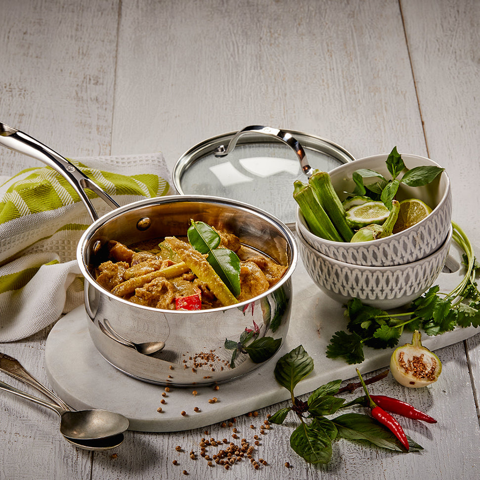 Swiss Diamond - DLX 3.6 QT Premium Stainless Steel Saucepan & Glass Lid - PSLA31220iC