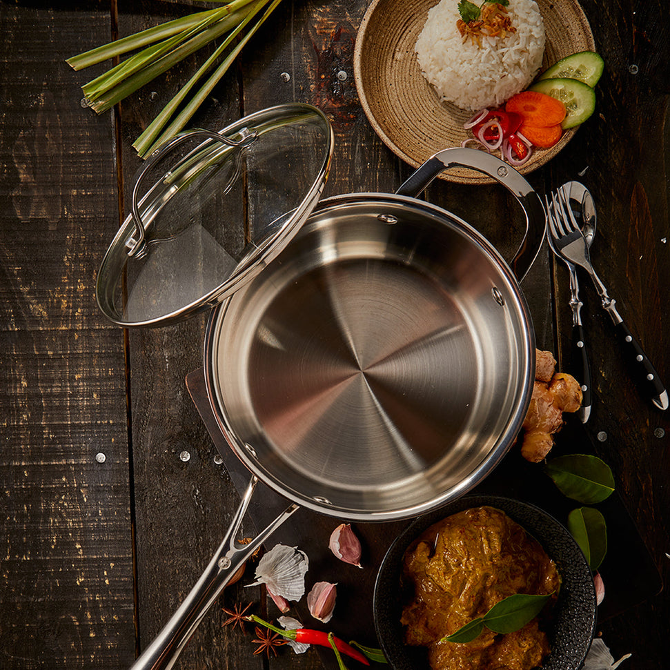 Swiss Diamond - DLX 3.6 QT Premium Stainless Steel Saucepan & Glass Lid - PSLA31220iC