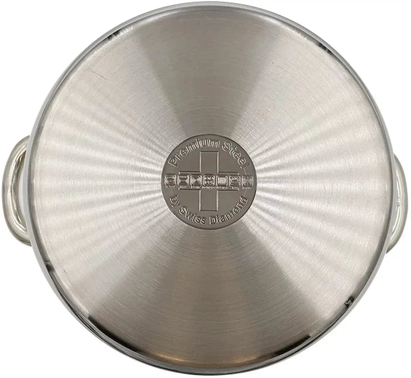 Swiss Diamond - DLX 7.6 QT Stainless Steel Stock Pot & Glass Lid - PSLA31724iC