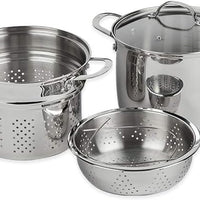 Swiss Diamond - DLX 7.6 qt Stainless Pasta Pot with Strainer, Steamer Basket & Lid - PSLA317SET04