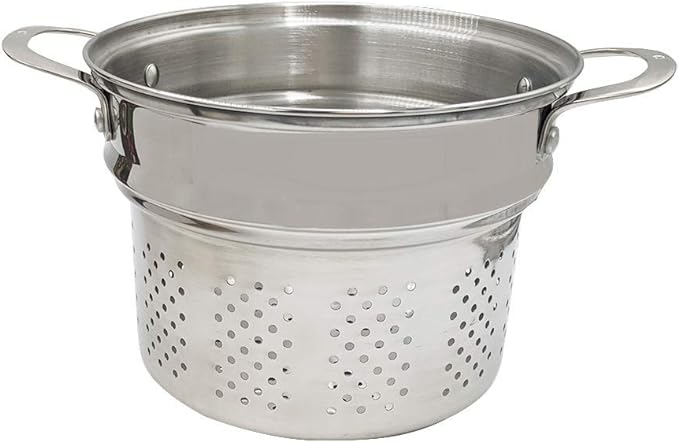Swiss Diamond - DLX 7.6 qt Stainless Pasta Pot with Strainer, Steamer Basket & Lid - PSLA317SET04