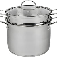 Swiss Diamond - DLX 7.6 qt Stainless Pasta Pot with Strainer, Steamer Basket & Lid - PSLA317SET04