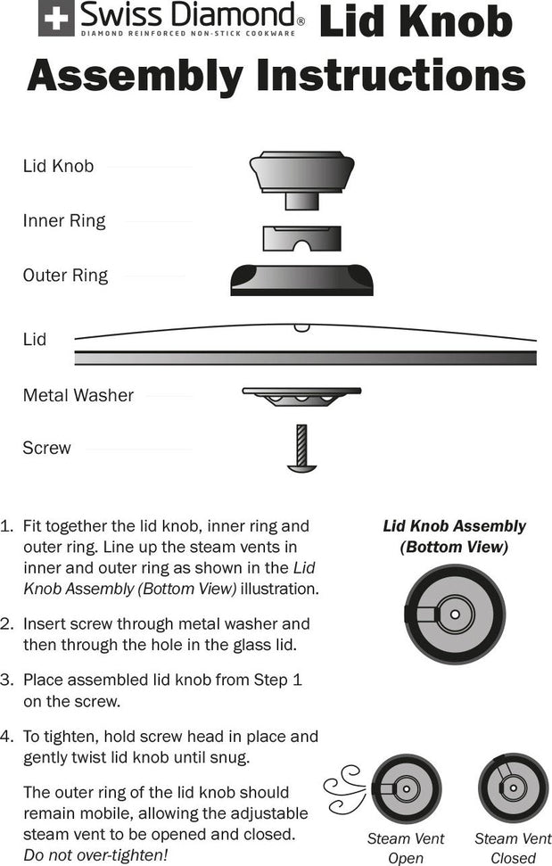 Swiss Diamond - Small Knob For 10.25" Lids - KNOB-S