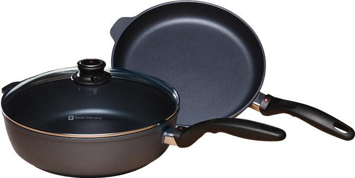 Swiss Diamond - XD Nonstick Fry Pan & Saute Pan with Lid, Pack of 3 Piece - XDSET628