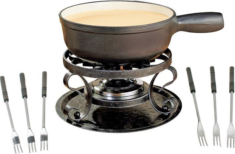 Swissmar - Lugano 9 PC Cast Iron Fondue Set Black Matte - KF-66513