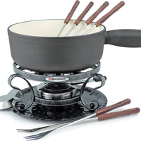 Swissmar - Lugano 9 PC Cast Iron Fondue Set Black Matte - KF-66513