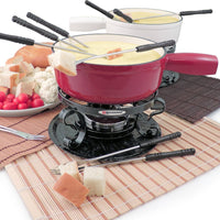 Swissmar - Lugano 9 PC Cast Iron Fondue Set Cherry Red - KF-66517