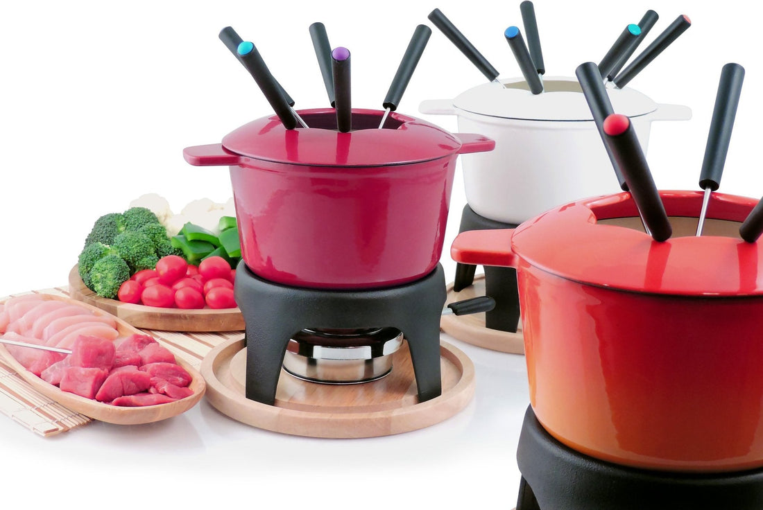 Swissmar - Sierra 11 PC Cast Iron Fondue Set Cherry Red - F66705