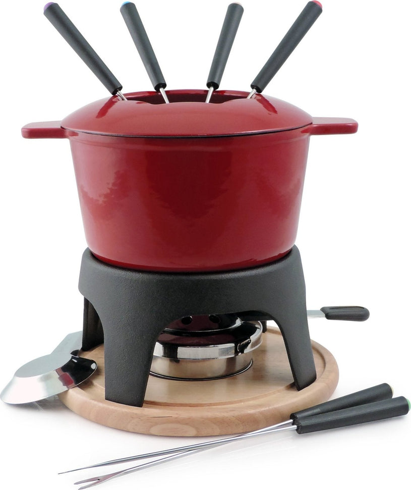 Swissmar - Sierra 11 PC Cast Iron Fondue Set Cherry Red - F66705
