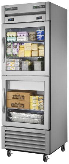 TRUE - 27" Stainless Steel Bottom Mounted Glass Half Door Reach-In Combination Refrigerator - T‐23DT‐G‐ HC~FGD01