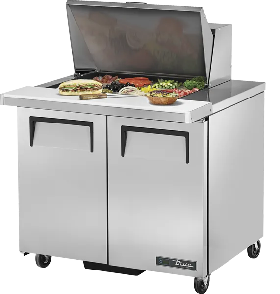 TRUE - 36" Stainless Steel Mega Sandwich Salad Prep Cooler Holds 12 Pans - TSSU-36-12MB-HC