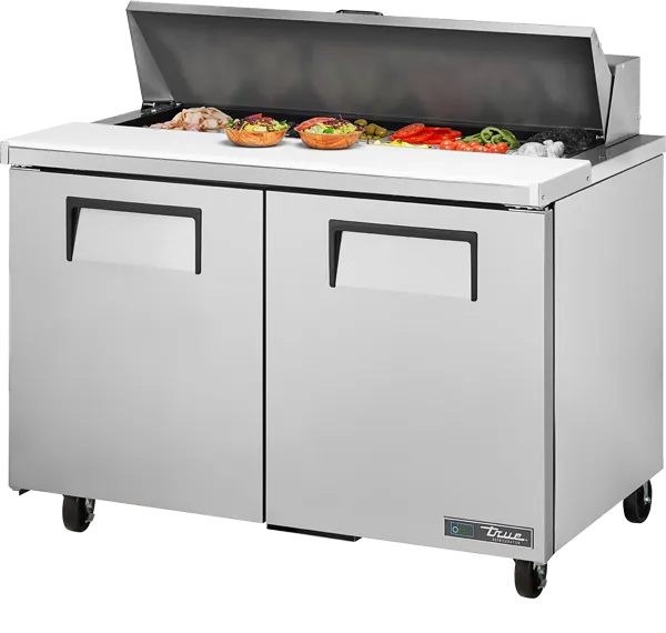 TRUE - 48" Stainless Steel Mega Sandwich Salad Prep Cooler Holds 12 Pans - TSSU-48-12-HC