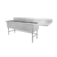 Thorinox - 24" x 24" Stainless Steel Right Drainboard Triple-Bowl Sink - TTS-2424-R24