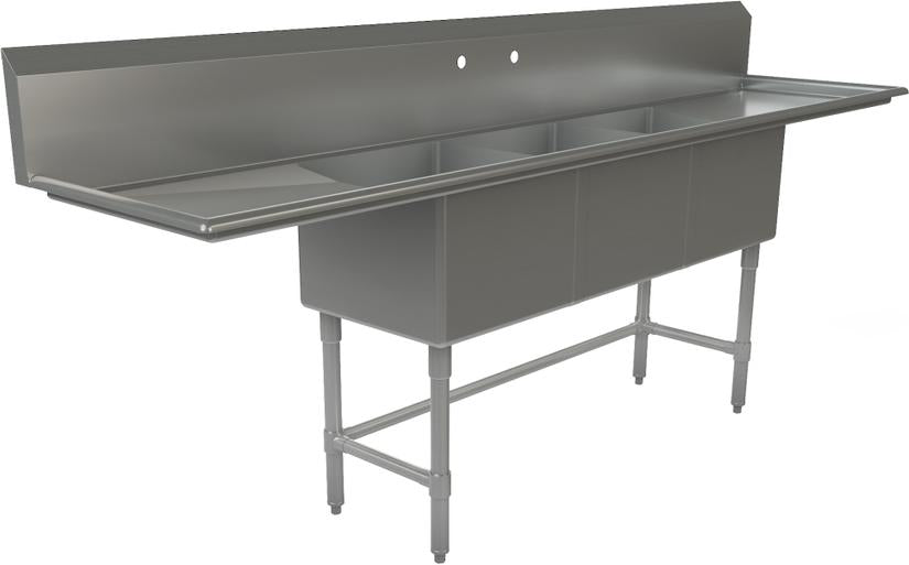 Tarrison - 102" x 24" Triple Compartment Sink - TA-PS318LR24-Kit