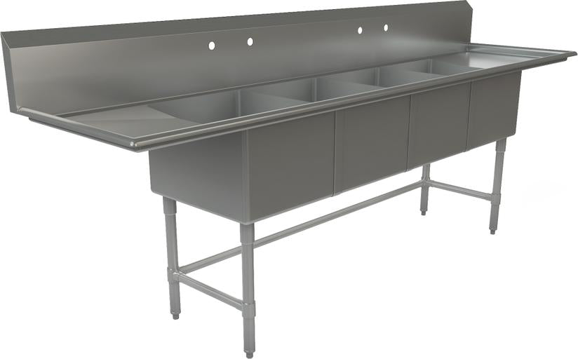 Tarrison - 108" x 27" Quadruple Compartment Sink - TA-PS421LR24-Kit