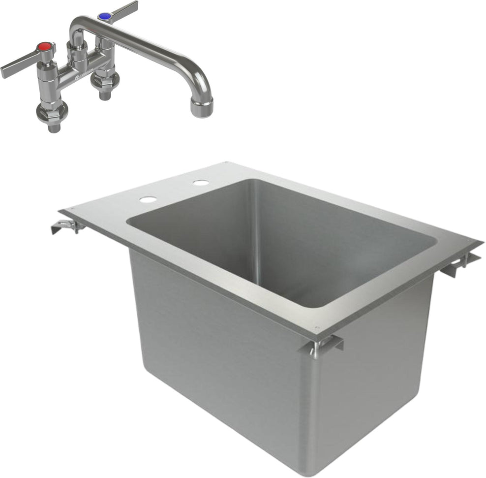 Tarrison - 13" x 20" Drop In Sink One Compartment with Heavy Duty Faucet - TA‐DI141010‐KIT-CUSTOM