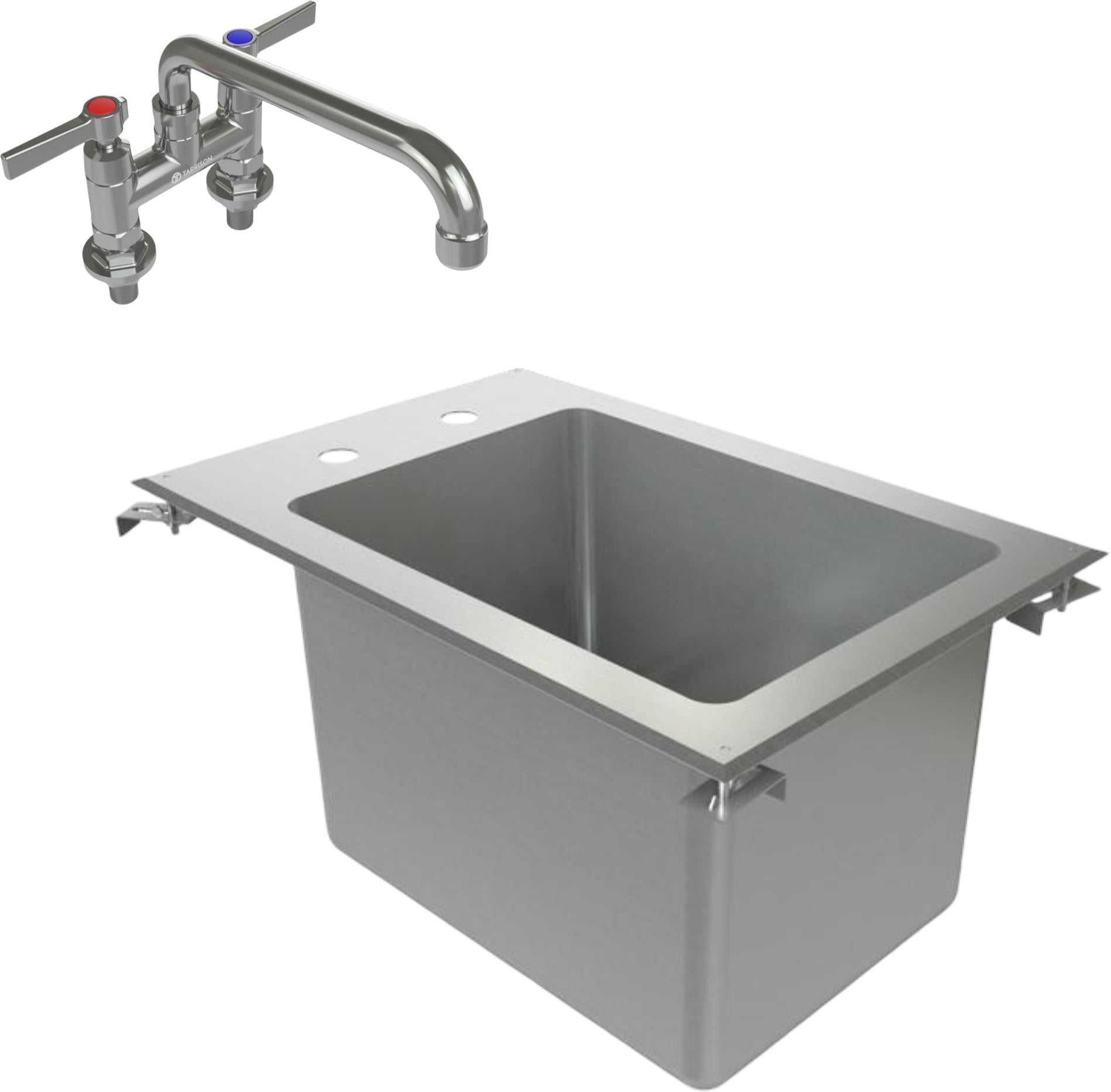 Tarrison - 13" x 20" Drop In Sink One Compartment with Heavy Duty Faucet - TA‐DI141010‐KIT-CUSTOM