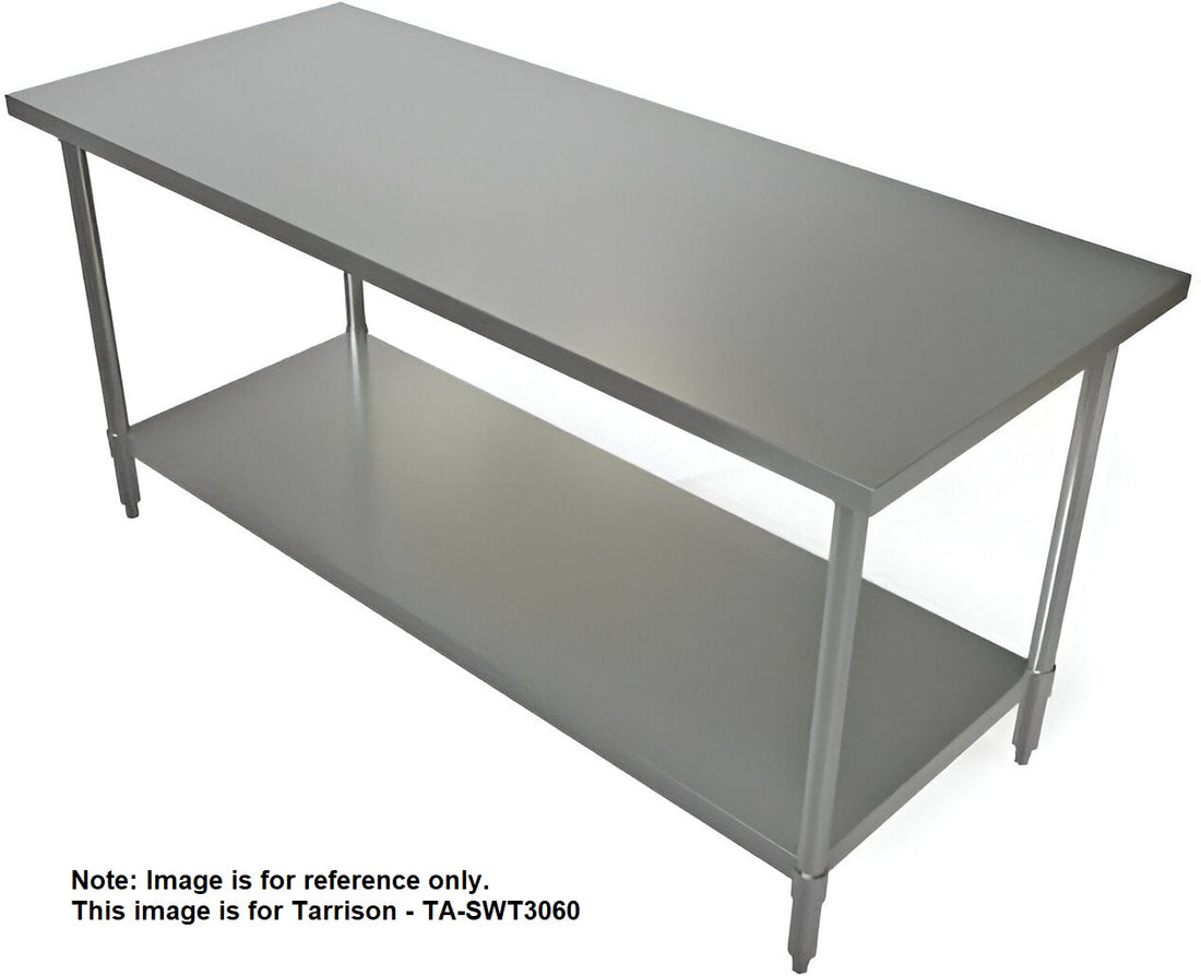 Tarrison - 131" x 36" x 35" Work Table with Stainless Steel Legs, Undershelf & 2 Sink Bowl - TF‐SWT36130-CUSTOM