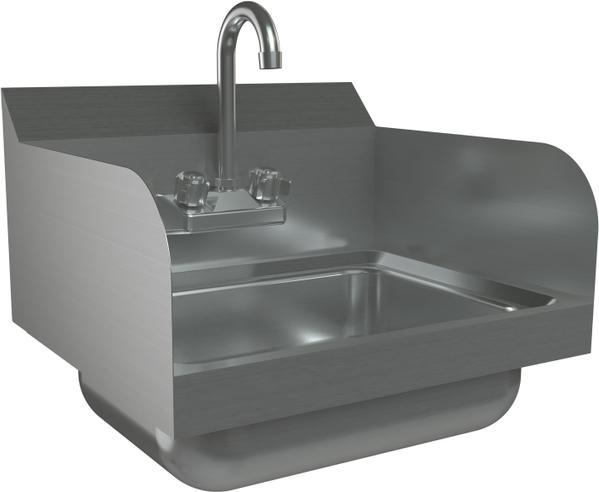 Tarrison - 17" x 15.25" Stainless Steel Hand Sink with Manual Faucet and Both Side Panels - TA-HSF14SP