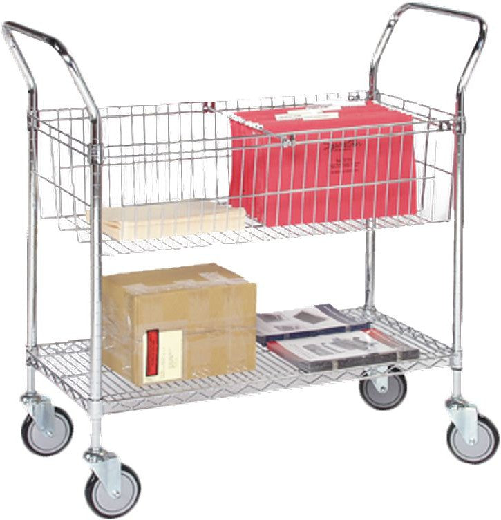Tarrison - 36" x 18" x 38" Mail Delivery Cart with One Wire Basket Shelf - MDC1836C-1