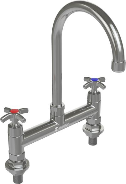 Tarrison - 6" Gooseneck Spout Deck Mount Commercial Duty Faucet - TP-PF8DK6GC-KIT