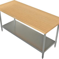 Tarrison - 60" x 24" Butcher Block Top Work Table with Galvanized Undershelf - HTS-2460G (Custom Order)