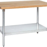 Tarrison - 60" x 24" Butcher Block Top Work Table with Galvanized Undershelf - HTS-2460G (Custom Order)