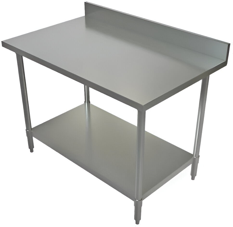 Tarrison - 60" x 30" Work Table with Stainless Steel Undershelf & 4" Backsplash - TA-SWT4B3060