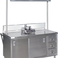 Tarrison - 72" Cabinet Base Demo Table with Overhead Mirror & 3 Drawers - DTCB3072D