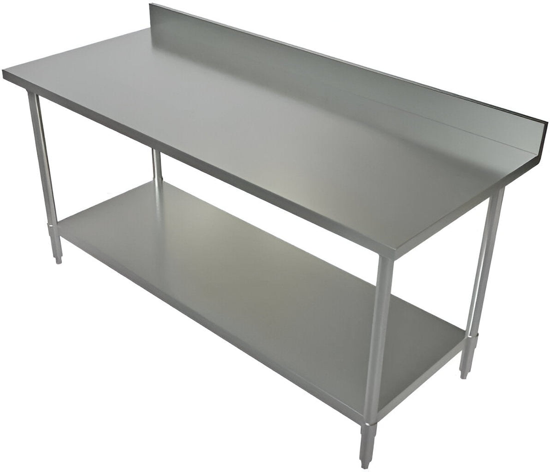 Tarrison - 72" x 24" Work Table with Stainless Steel Undershelf & 4" Backsplash - SWT4B-2472