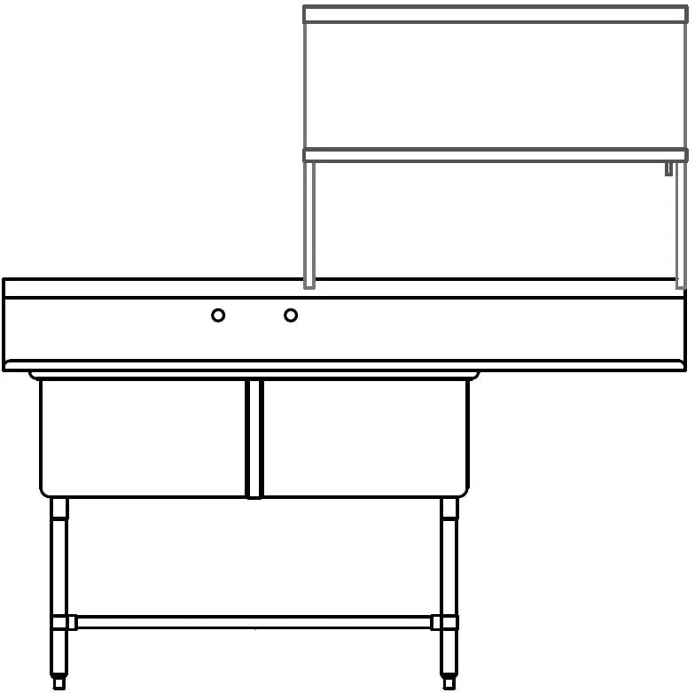 Tarrison - 75" Left-To-Right Undercounter Soiled Dishtable - TF-UCDSPDT2R-KIT