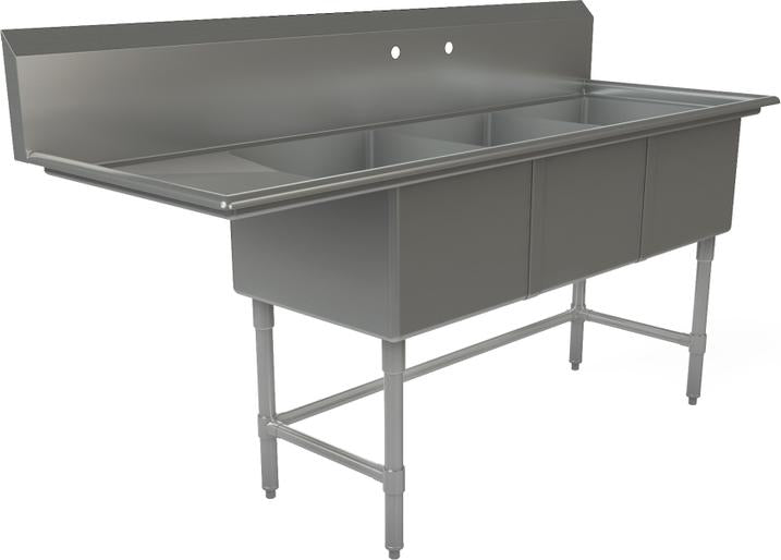 Tarrison - 75" x 24" Triple Compartment Sink - TA-PS318L-Kit