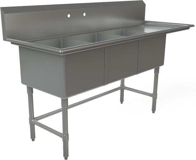 Tarrison - 75" x 24" Triple Compartment Sink - TA-PS318R-Kit