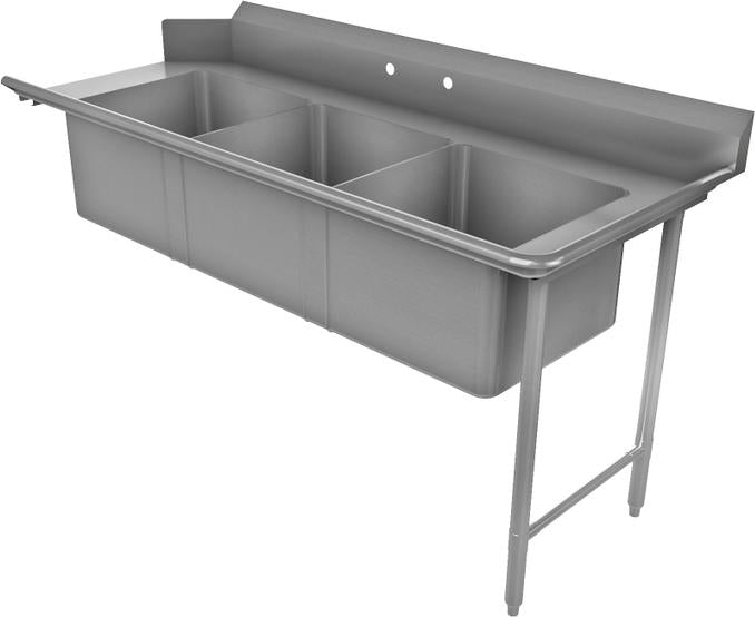 Tarrison - 84" x 30" Right-to-Left Operation Soiled Dish Table With Three Compartment - TA-SPDT384R-Kit