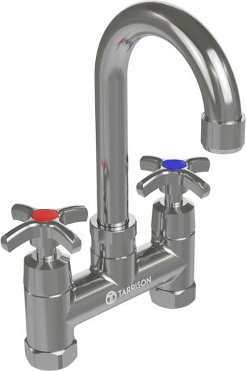 Tarrison - 8.5" Gooseneck Spout Deck Mount Commercial Duty Faucet - TP-PF4DK8GC-KIT