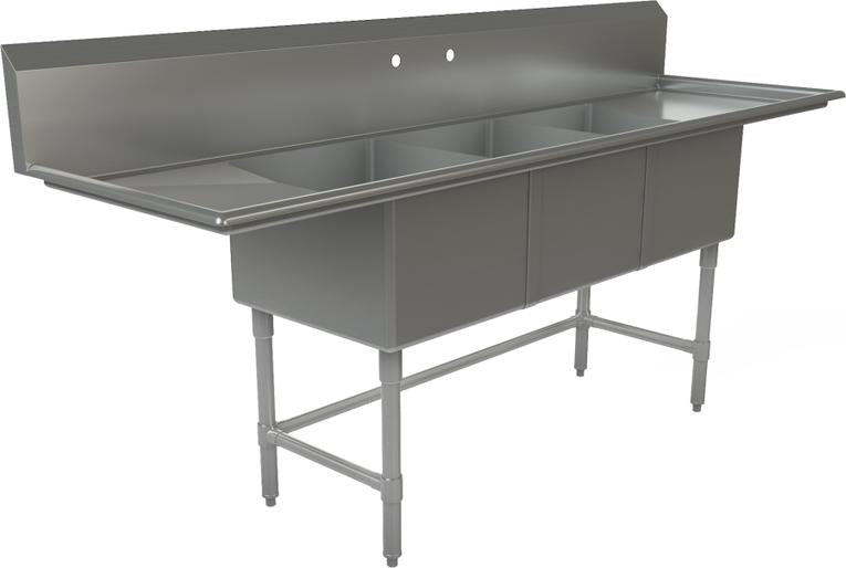 Tarrison - 90" x 24" Triple Compartment Sink - TA-PS318LR-Kit