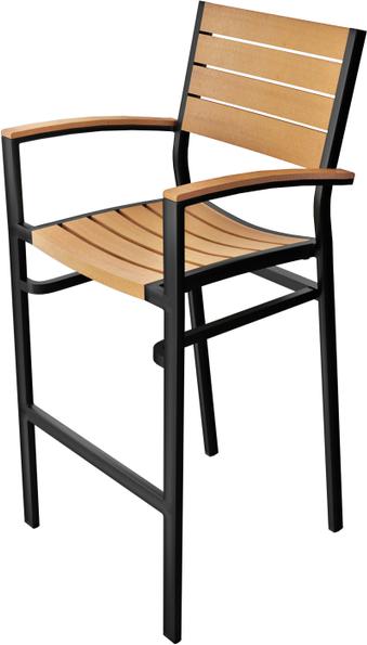 Tarrison - Ace Natural, Black Frame Barstool with Arms - ASG3703ABLNA