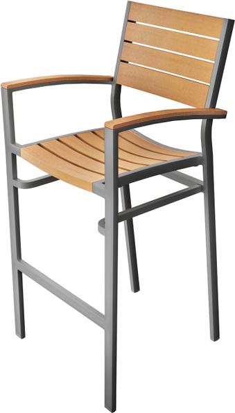 Tarrison - Ace Natural, Silver Frame Barstool with Arms - ASG3703ASSNA