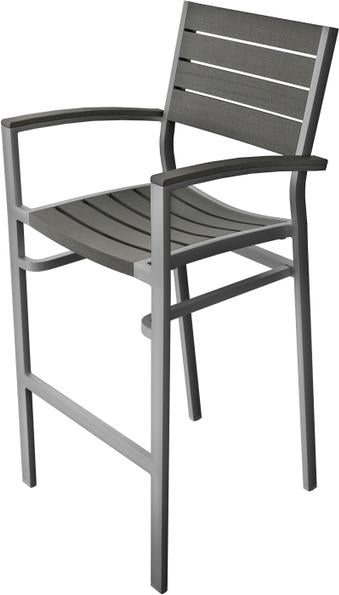 Tarrison - Ace Slate, Silver Frame Barstool with Arms - ASG3703ASSST