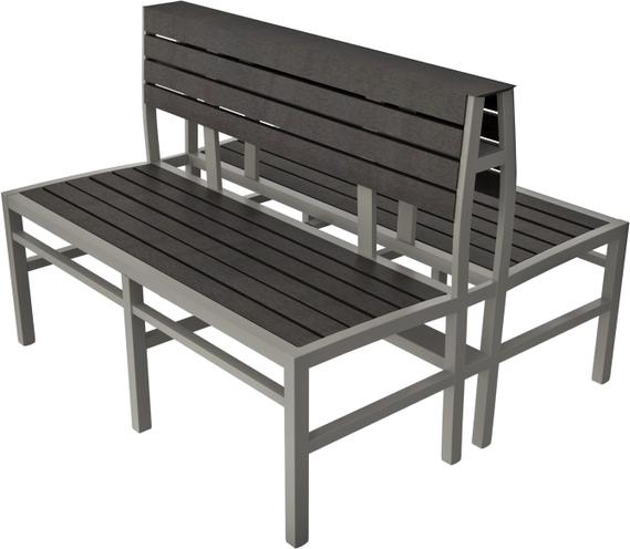 Tarrison - Ace Slate, Silver Frame Double Dining Height Bench - ASG370B12SSST