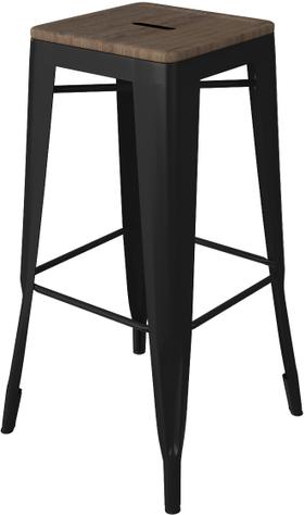 Tarrison - Amelia Black Frame and Saddle Seat Backless Barstool - ISG1203BLDS