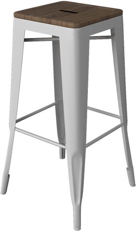 Tarrison - Amelia White Frame and Saddle Seat Backless Barstool - ISA1203WHDS
